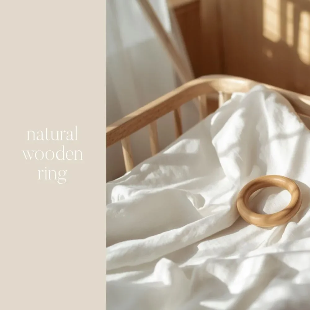 Organic Lovey With Wooden Ring December Birth Flower Baby Gift Teething Blanket